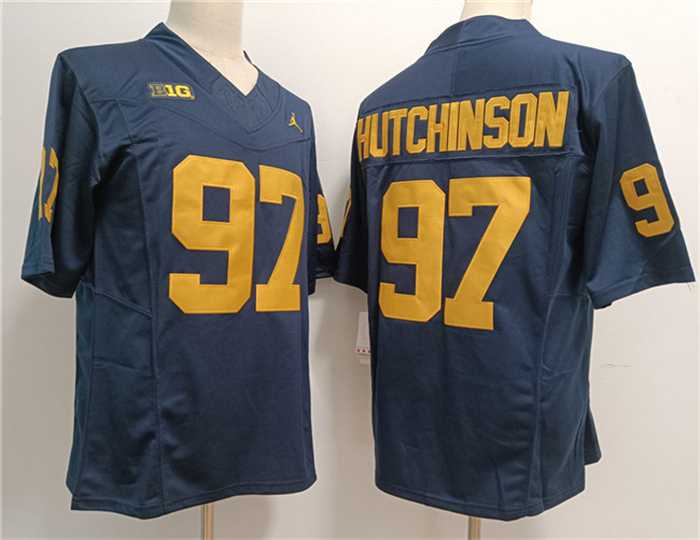 Men%27s Michigan Wolverines #97 Aidan Hutchinson 2023 F.U.S.E. Navy Stitched Jersey